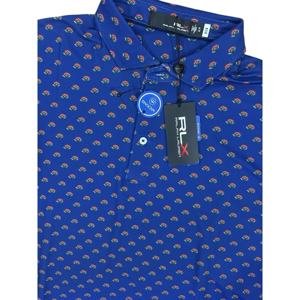 RLX Ralph Lauren Performance Golf Polo Shirt Royal Blue Multi Mens XL NWT $98
